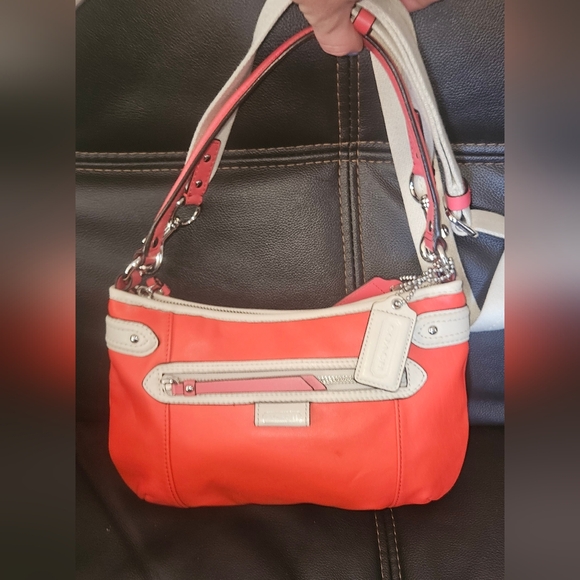 Coach Handbags - Coach Daisy Spectator Vermillion_ Sand Leather Mini Hobo Bag 2 Straps F23951